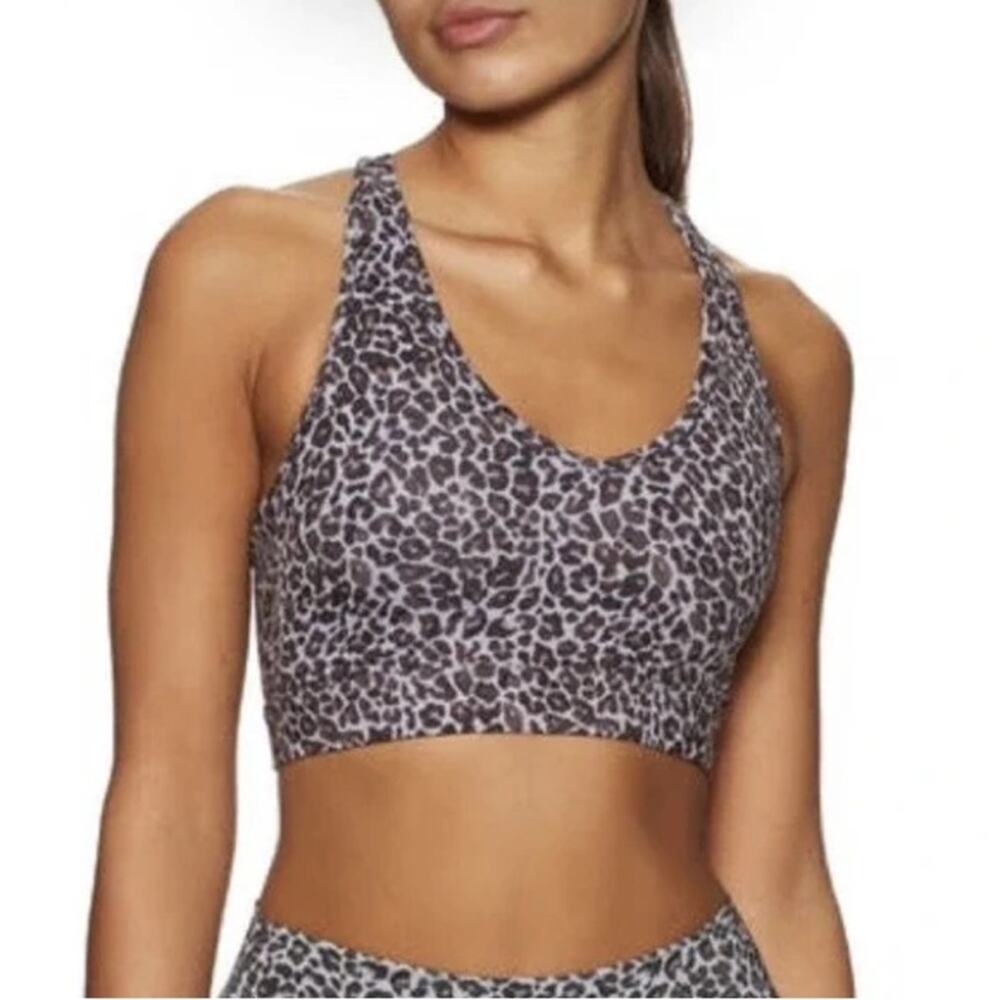 Varley Let’s Move Park Animal Print Racerback Sports Bra Size XS